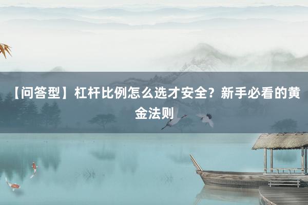 【问答型】杠杆比例怎么选才安全？新手必看的黄金法则