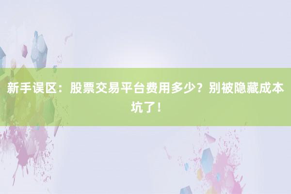 新手误区：股票交易平台费用多少？别被隐藏成本坑了！