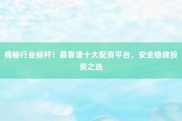 揭秘行业标杆！最靠谱十大配资平台，安全稳健投资之选