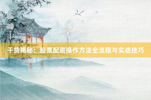 干货揭秘：股票配资操作方法全流程与实战技巧