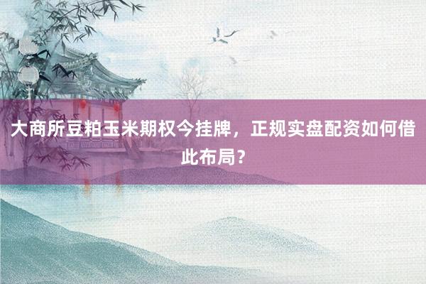 大商所豆粕玉米期权今挂牌，正规实盘配资如何借此布局？