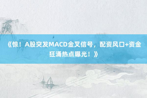 《惊！A股突发MACD金叉信号，配资风口+资金狂涌热点曝光！》