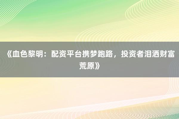 《血色黎明：配资平台携梦跑路，投资者泪洒财富荒原》