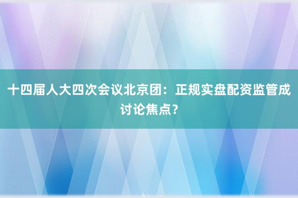 十四届人大四次会议北京团：正规实盘配资监管成讨论焦点？