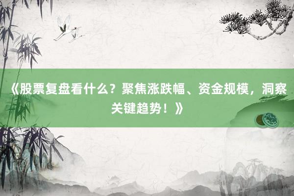 《股票复盘看什么？聚焦涨跌幅、资金规模，洞察关键趋势！》