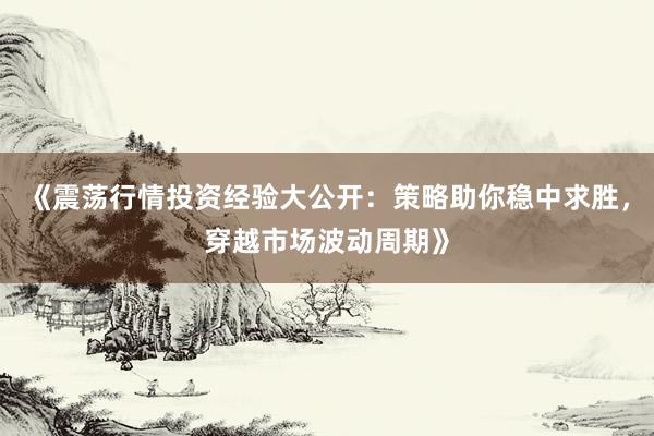 《震荡行情投资经验大公开：策略助你稳中求胜，穿越市场波动周期》