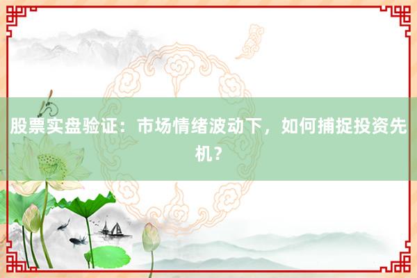 股票实盘验证：市场情绪波动下，如何捕捉投资先机？