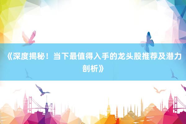 《深度揭秘！当下最值得入手的龙头股推荐及潜力剖析》