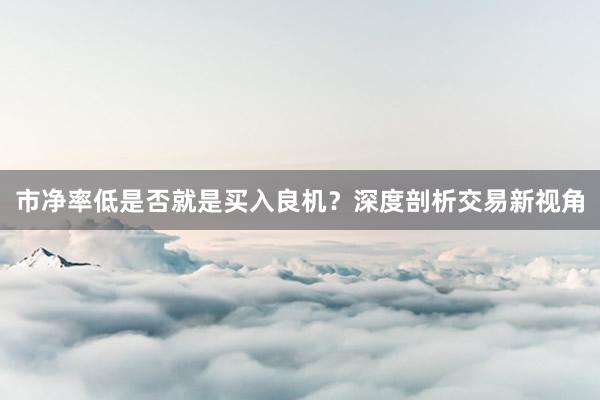 市净率低是否就是买入良机？深度剖析交易新视角