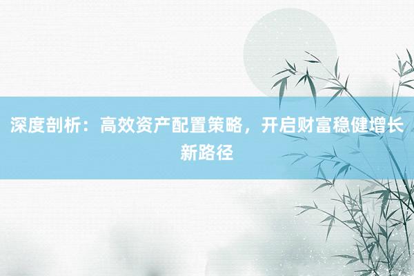 深度剖析：高效资产配置策略，开启财富稳健增长新路径