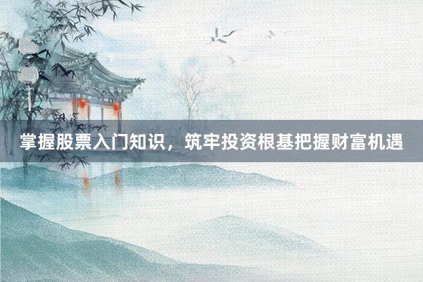 掌握股票入门知识,筑牢投资根基把握财富机遇